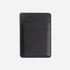 Black pebbled leather Nico Card Case Wallet with two card slots and stitched edges on a white background.