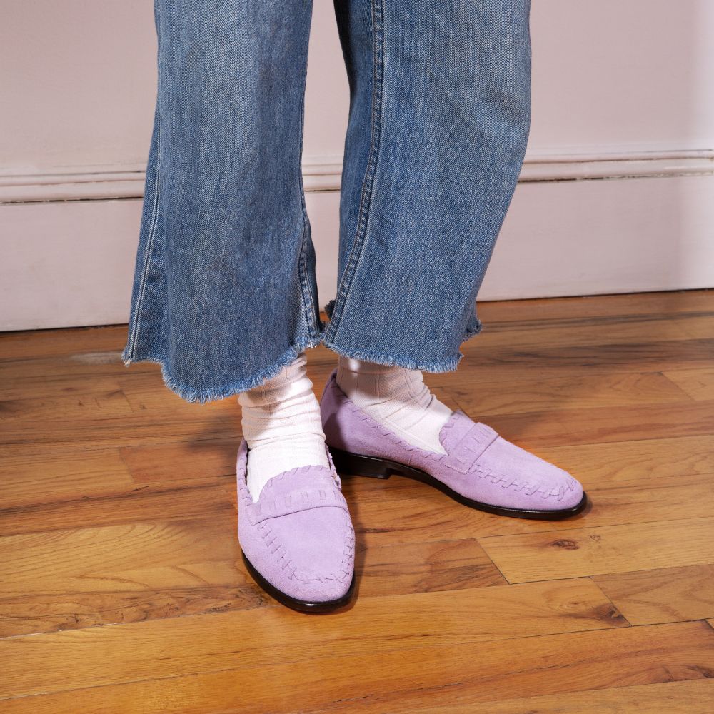 Lidia Whipstitch Loafer Lilac