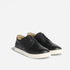 Pair of black leather Diego Everyday Sneakers with white soles and black laces on a white background.