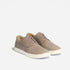 Pair of grey leather Diego Everyday Sneakers with matching laces and white rubber soles on a white background.
