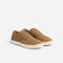Pair of tobacco brown leather Diego Everyday Sneakers with tan laces and white rubber soles on a white background.