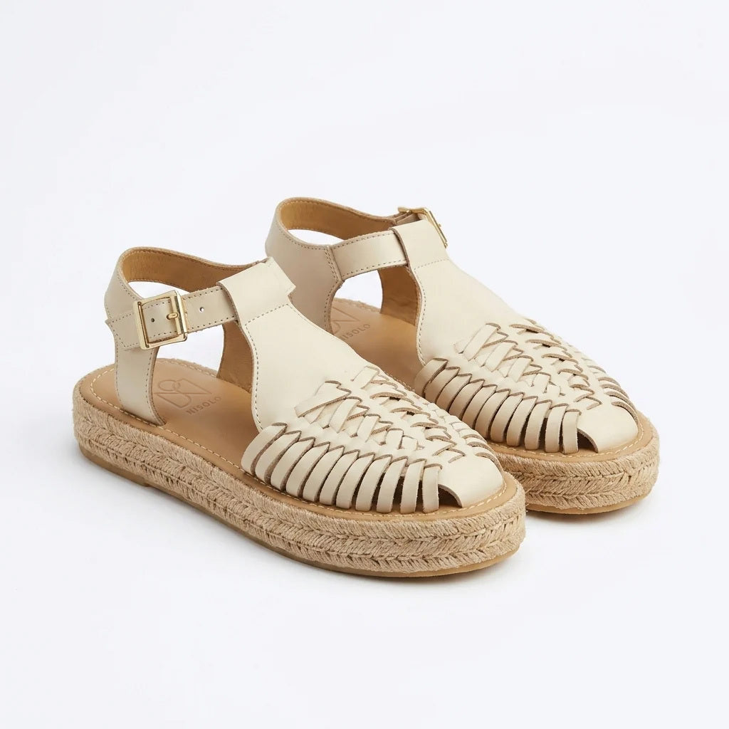 Huarache T-Strap Espadrille Sandal Bone